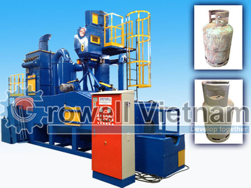 Máy phun bi làm sạch vỏ bình gas Growell