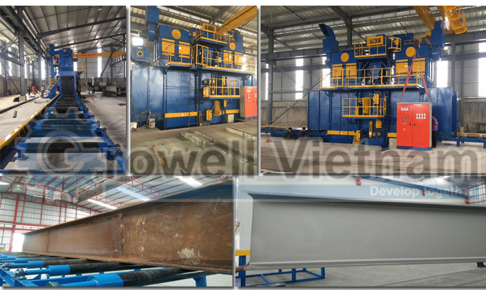 Máy phun bi kết cấu dầm thép Growell