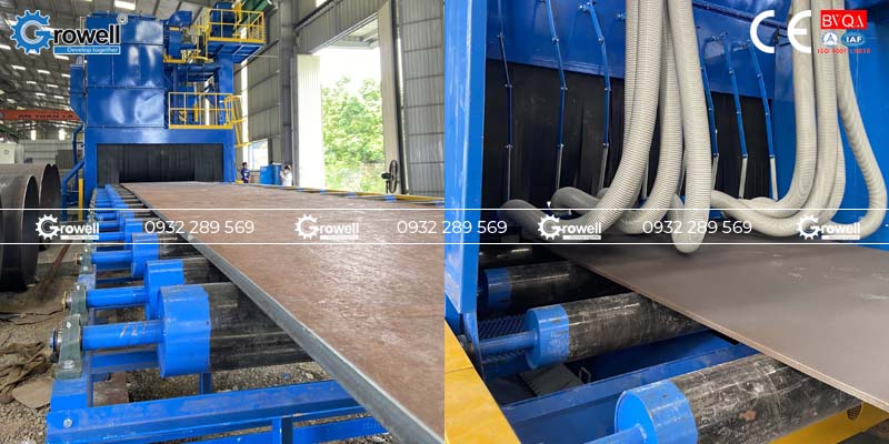 Máy phun bi tấm thép