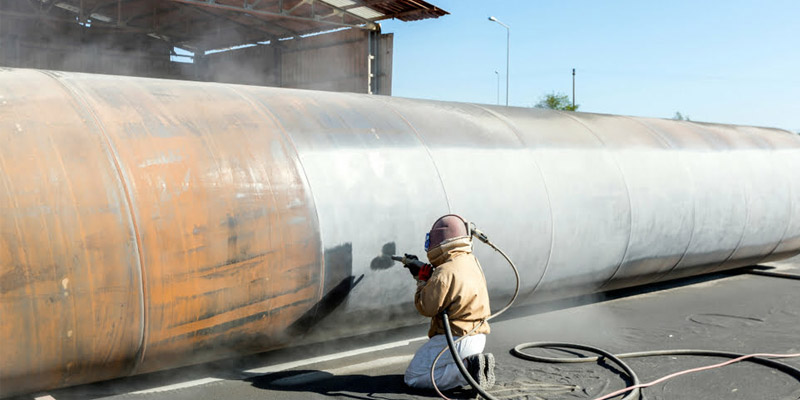 Cát phun làm sạch rỉ sét